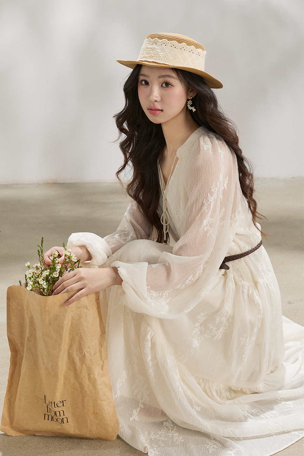 เดรสยาว + เข็มขัด สำหรับผู้หญิง