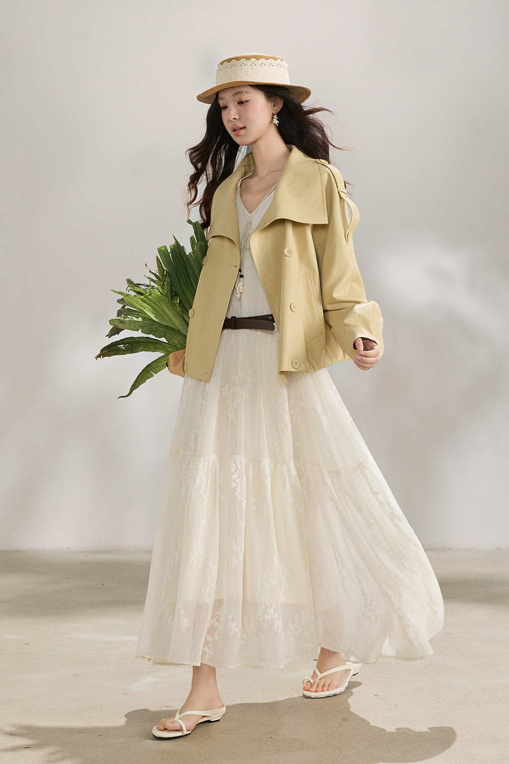 เดรสยาว + เข็มขัด สำหรับผู้หญิง