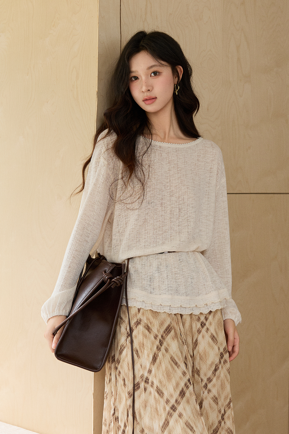 Kemeja Rajut + Sabuk untuk Wanita