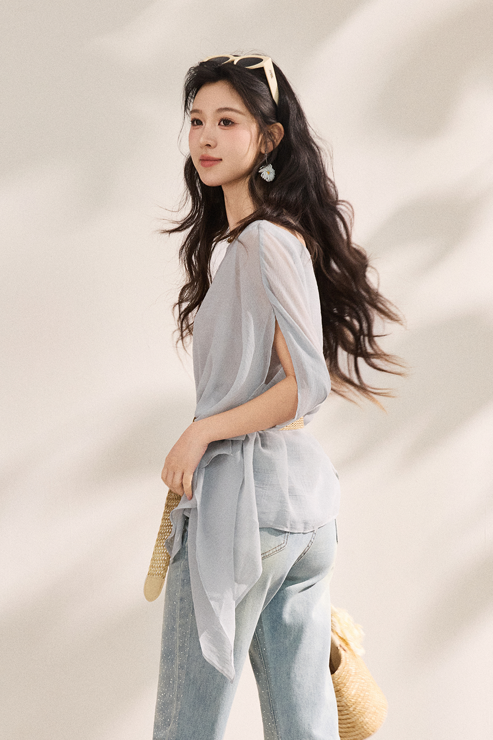 เสื้อ blouses+เข็มขัดสำหรับผู้หญิง