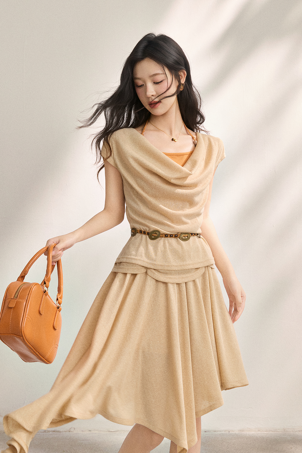 T-shirt and Skirt Set+Belt