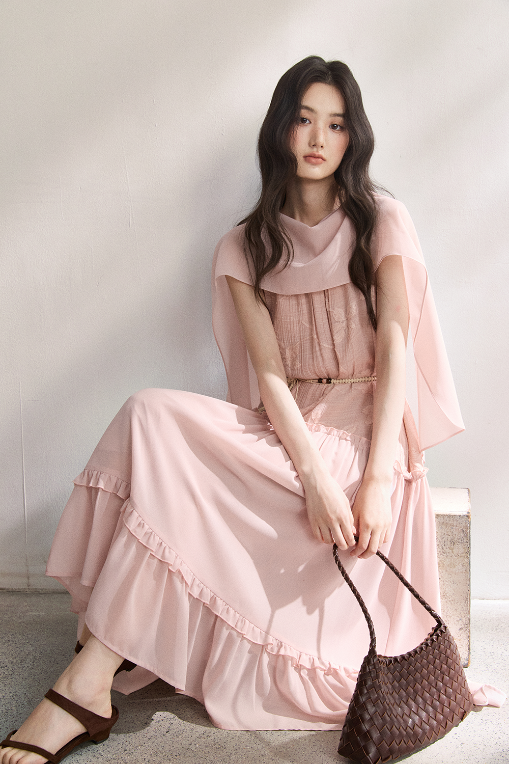 Maxi Dress+Ribbon+Belt for Women