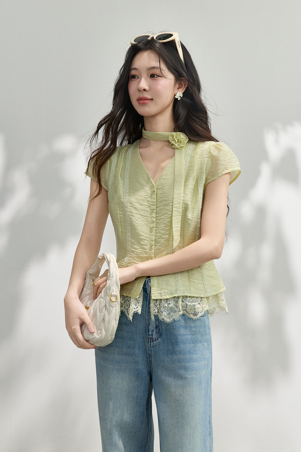 Blouses+Silk Scarf for Women