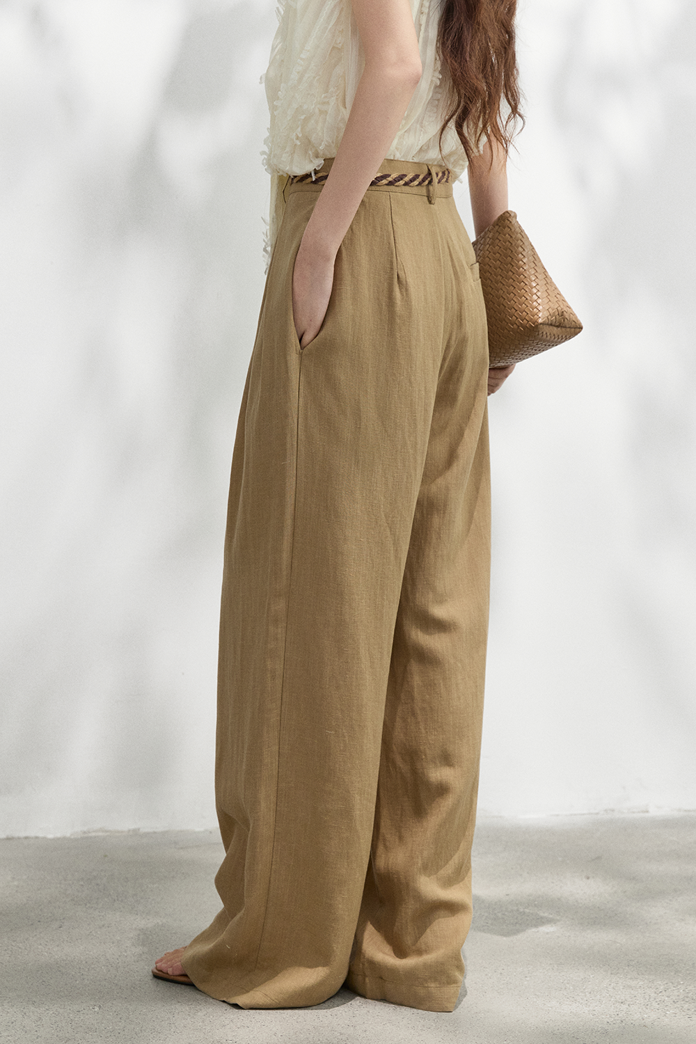 Wide-leg Pants+Belt for Women