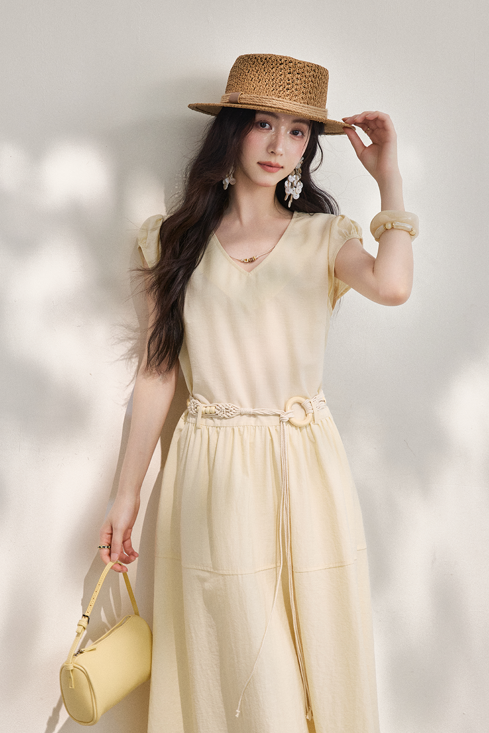 Maxi Dress+Belt+Necklace for Women