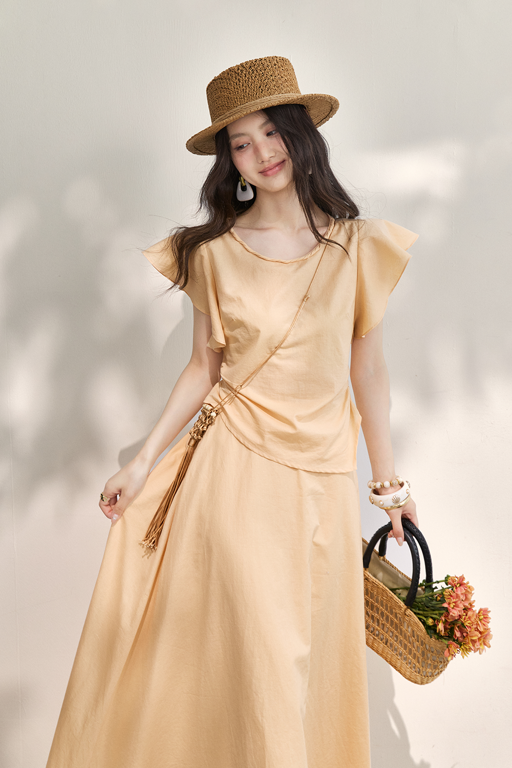 Blouse and Skirt Set+Small Bag