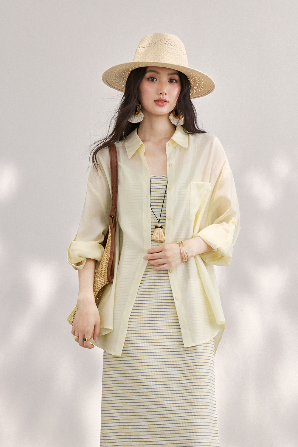 Spaghetti Strap Dress and Shirt Set
