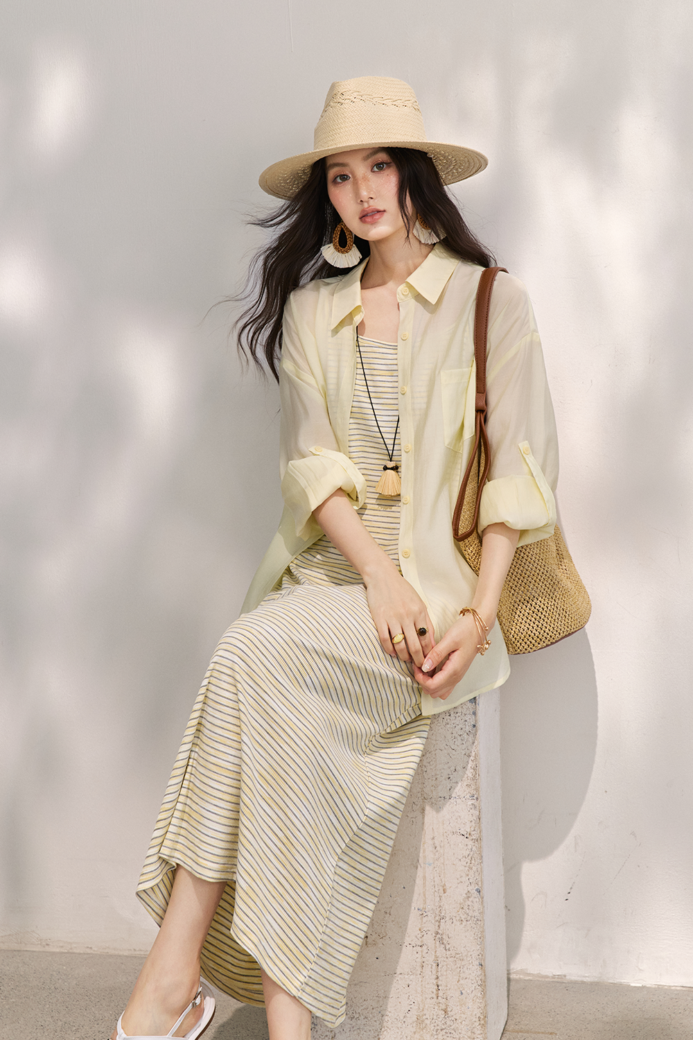 Spaghetti Strap Dress and Shirt Set