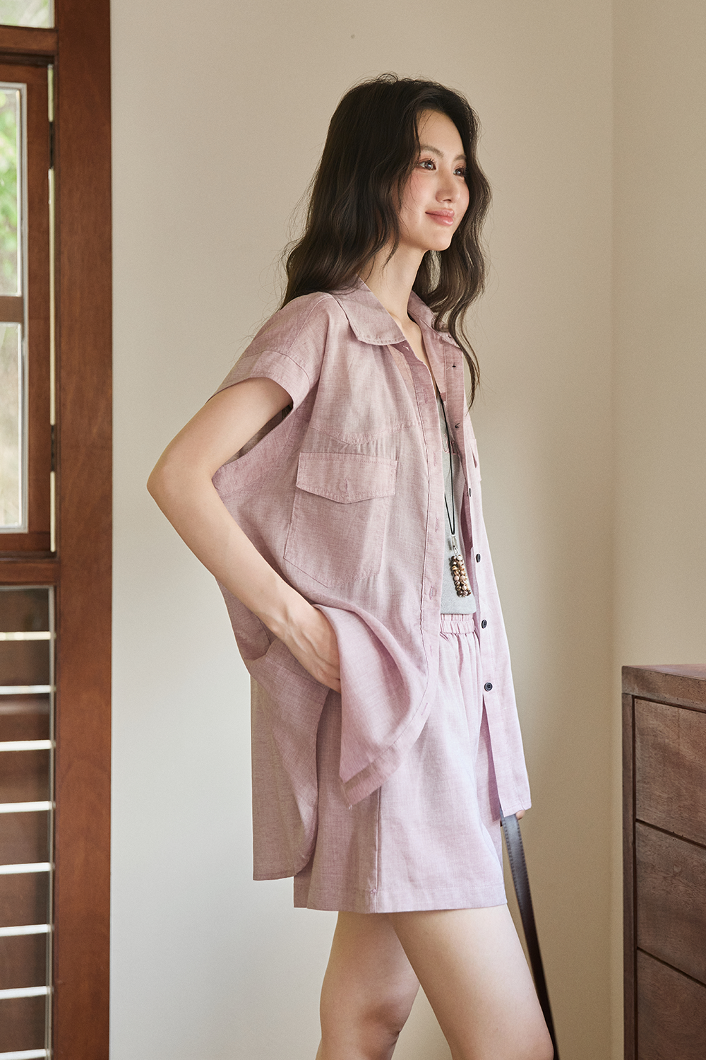 Bộ áo sơ mi + áo yếm + quần short