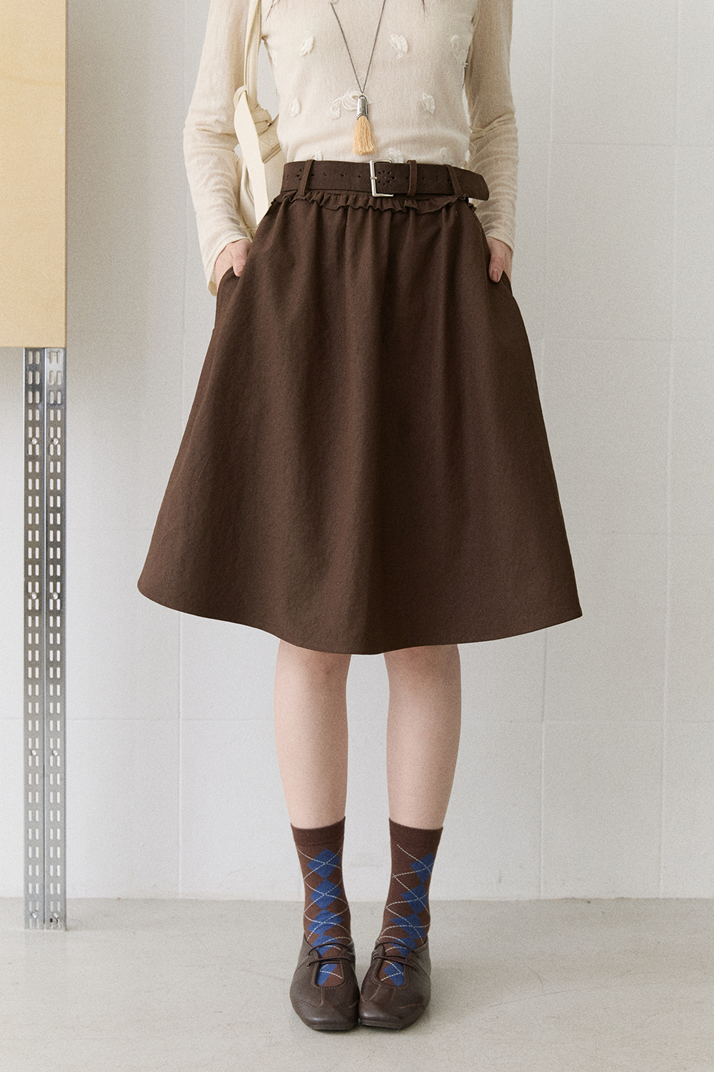 Midi Skirt +Belt for Women