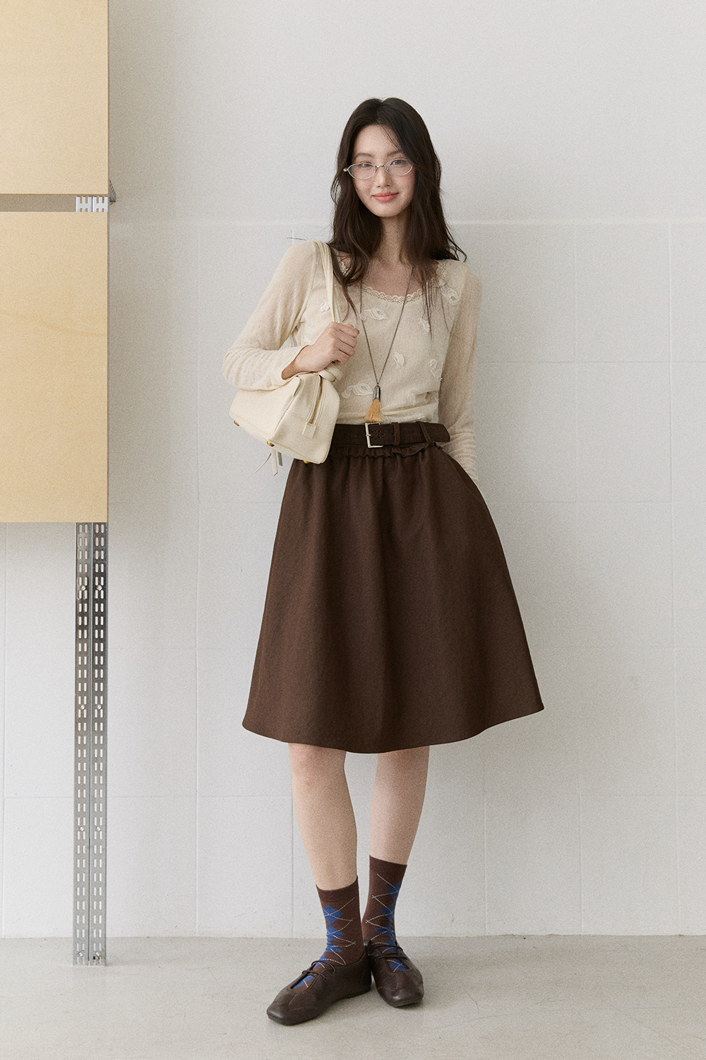 Midi Skirt +Belt for Women