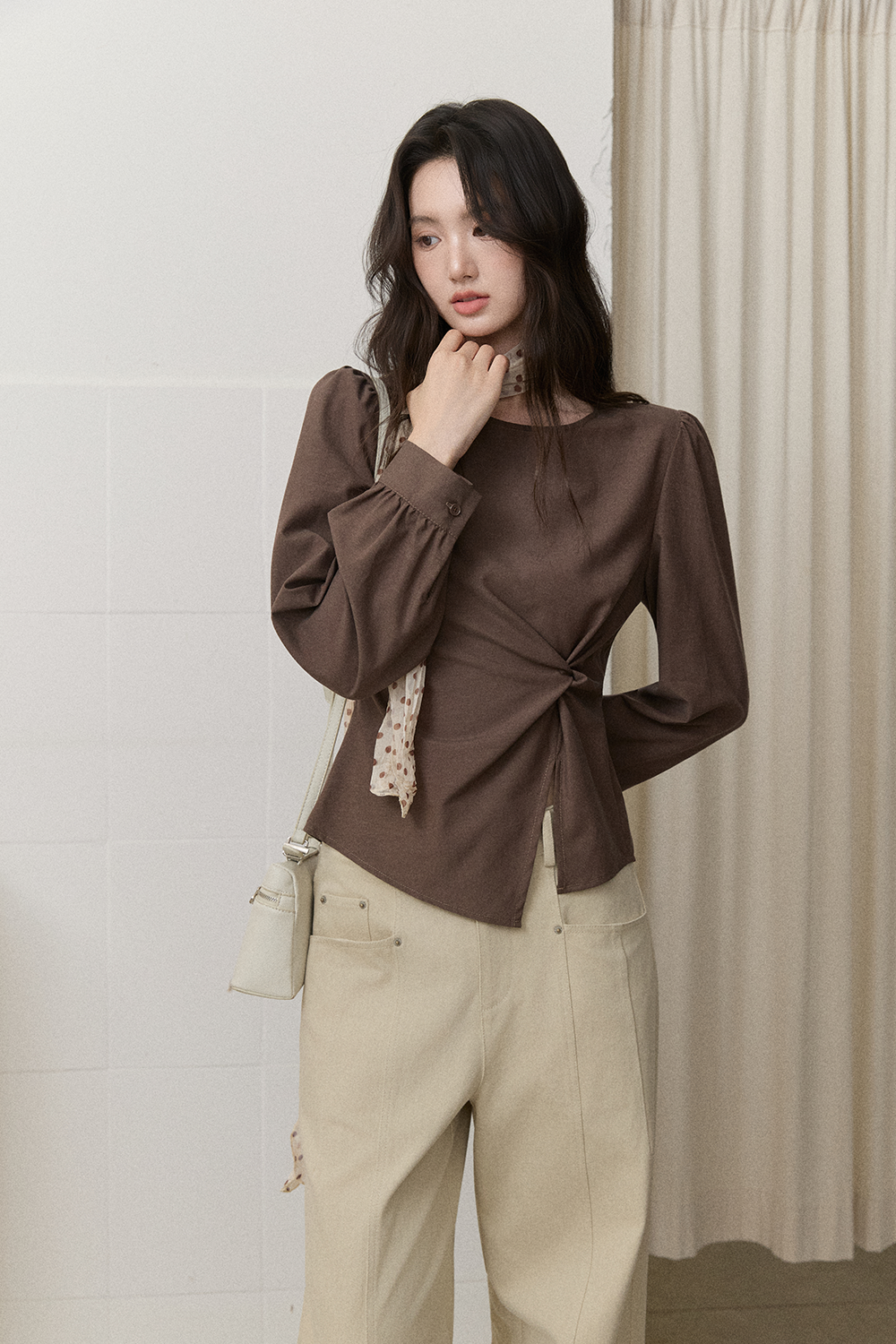 Blouses+Silk Scarf for Women
