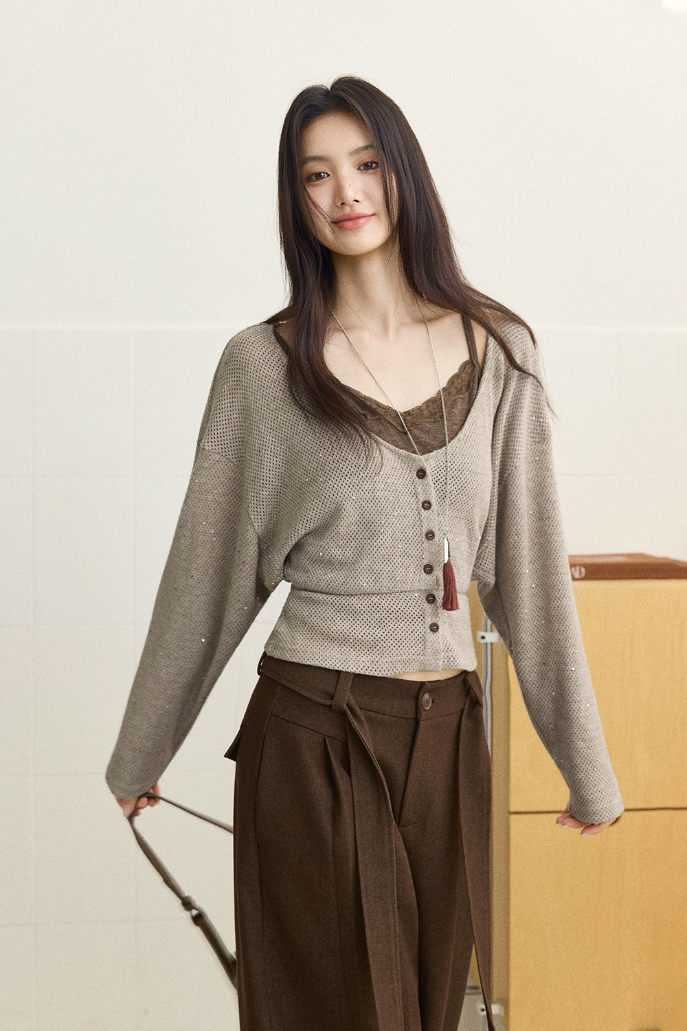 Knit Shirt+Camisole for Women MISHOW