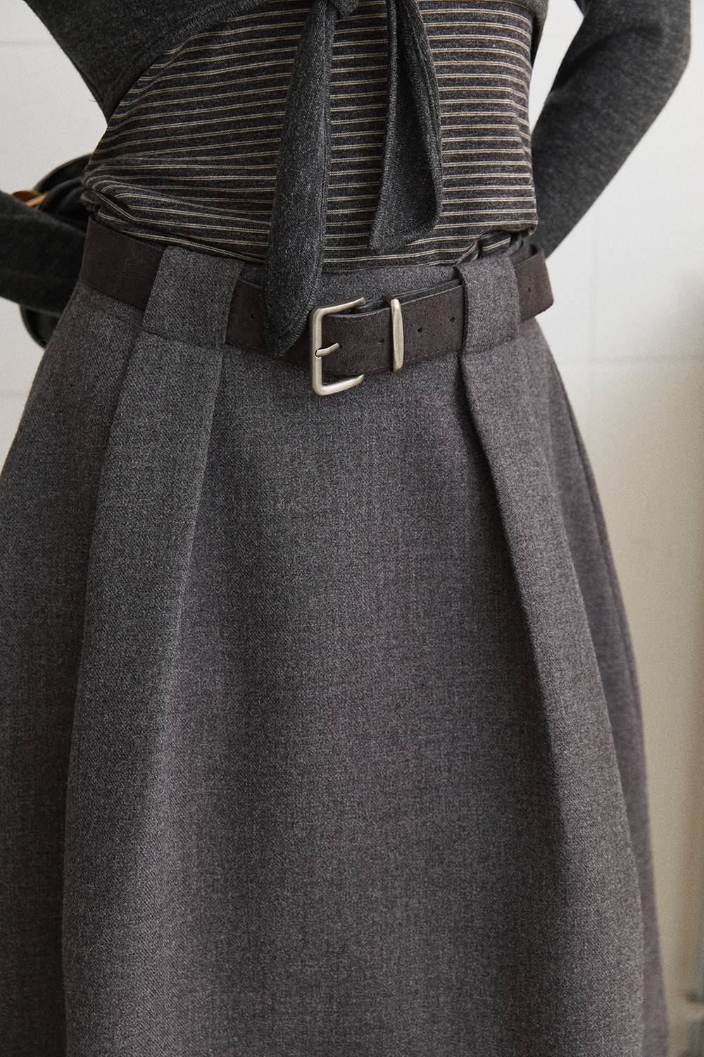 Midi Skirt +Belt for Women