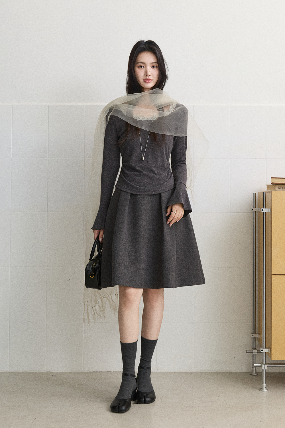 Midi Skirt +Belt for Women