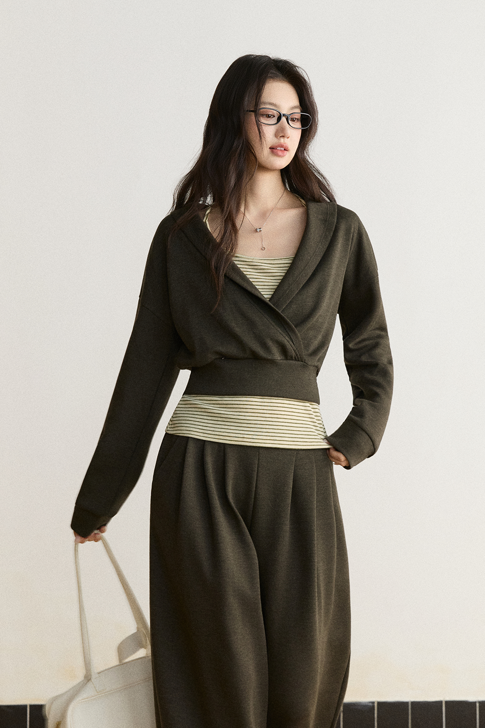 Spaghetti Strap Top + Coat + Pant Set MISHOW