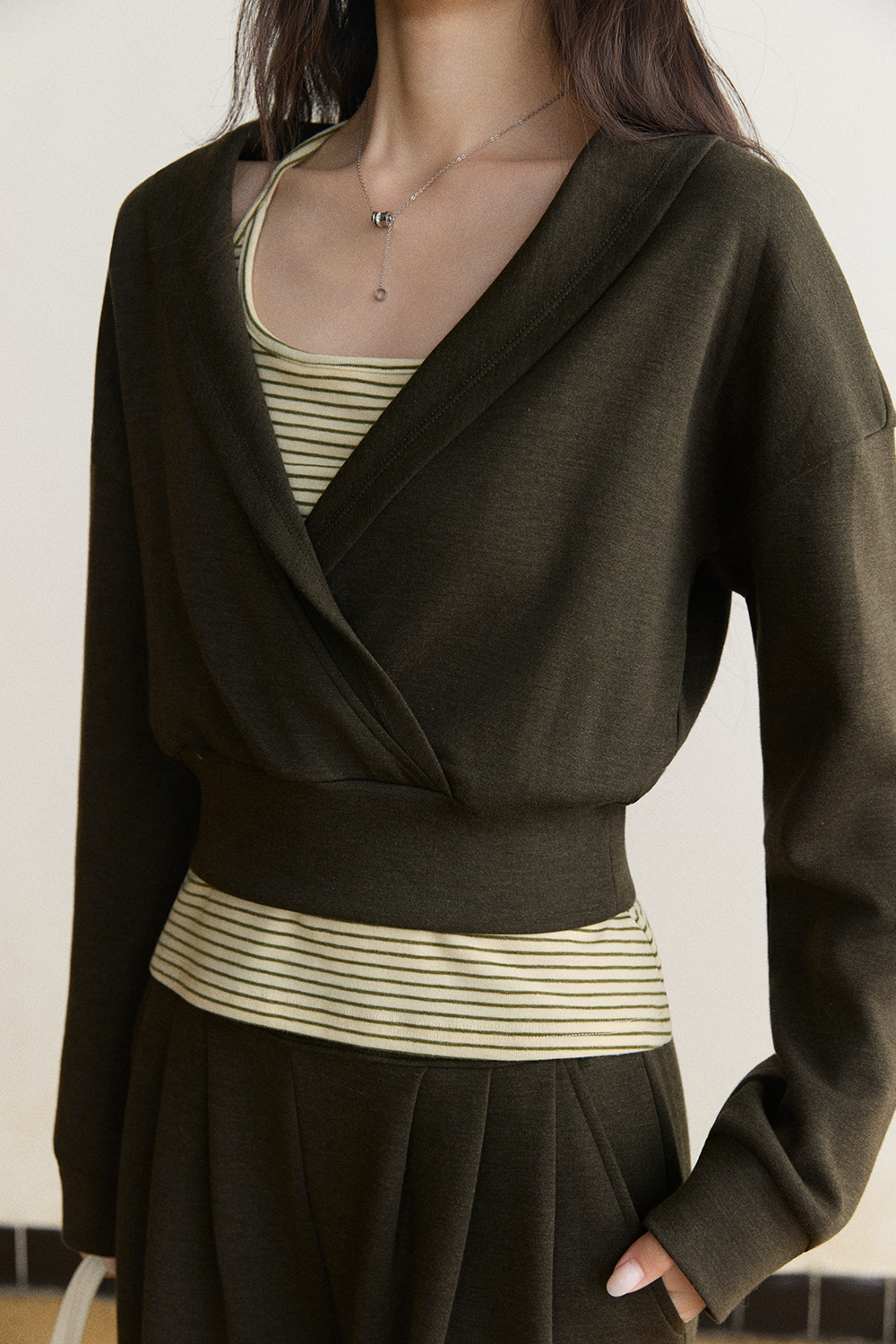 Spaghetti Strap Top + Coat + Pant Set MISHOW