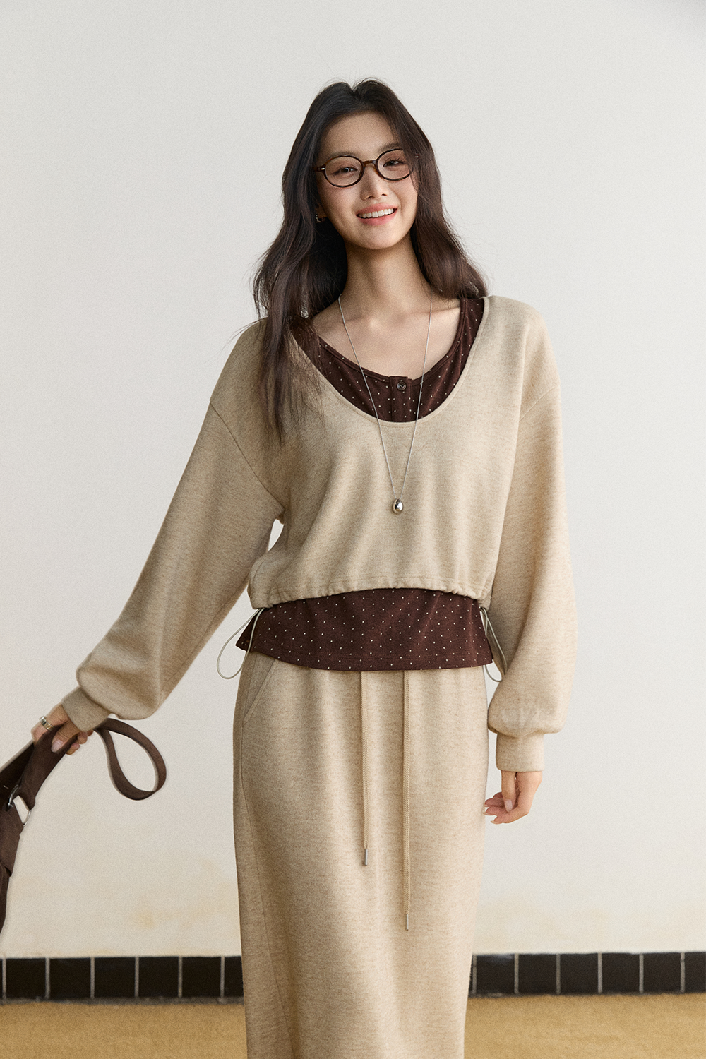 Knit Shirt and Skirt Set MISHOW