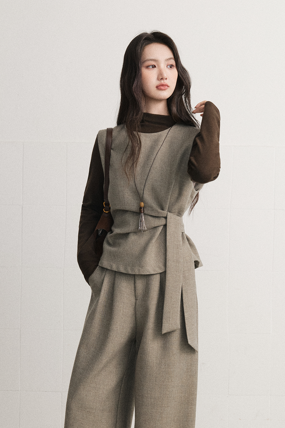 Vest+Knit Shirt+ Pant Set MISHOW