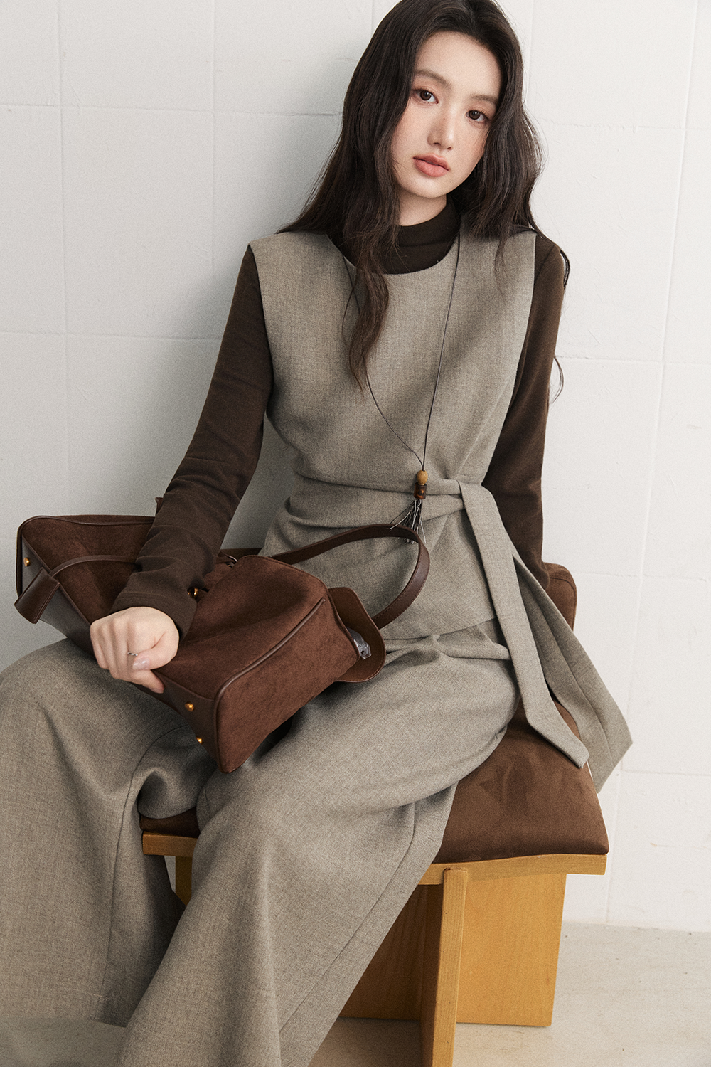 Vest+Knit Shirt+ Pant Set MISHOW