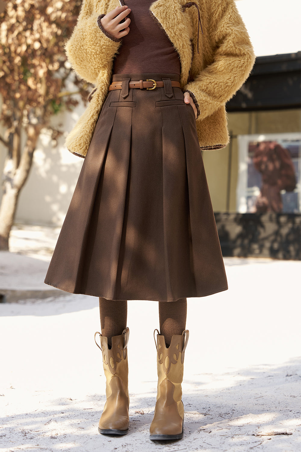 Pleated Midi Skirt for Women