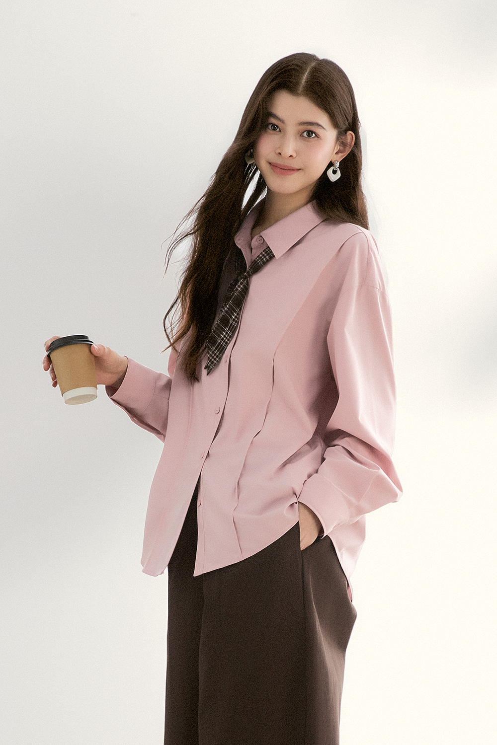 Kemeja + Syal Sutra untuk Wanita