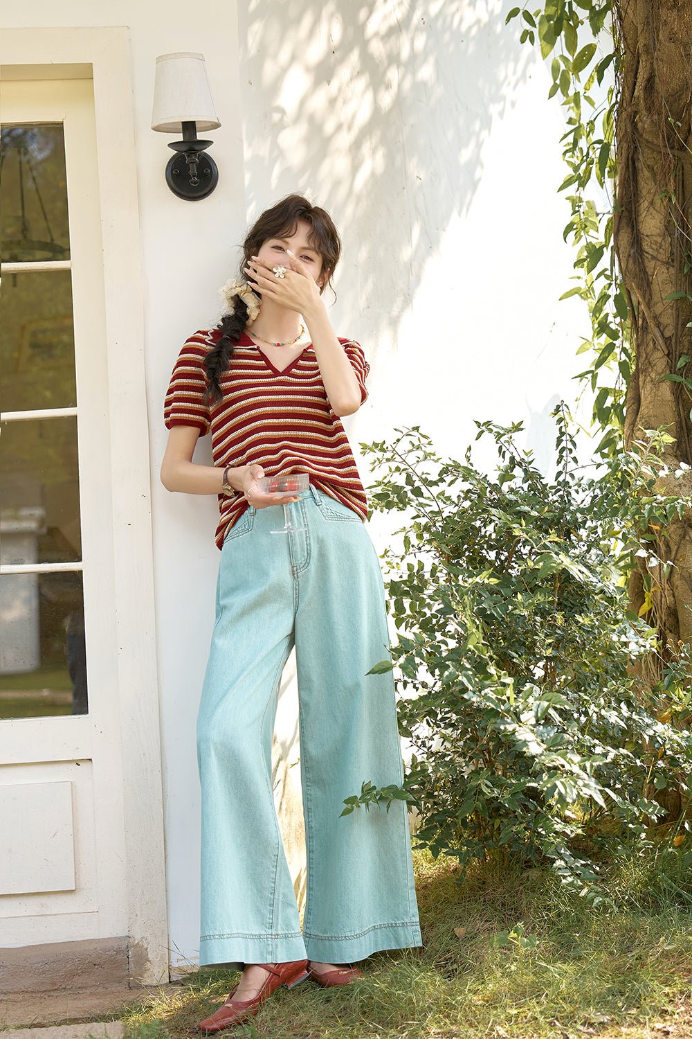 Stripe Knit T-shirt for Women