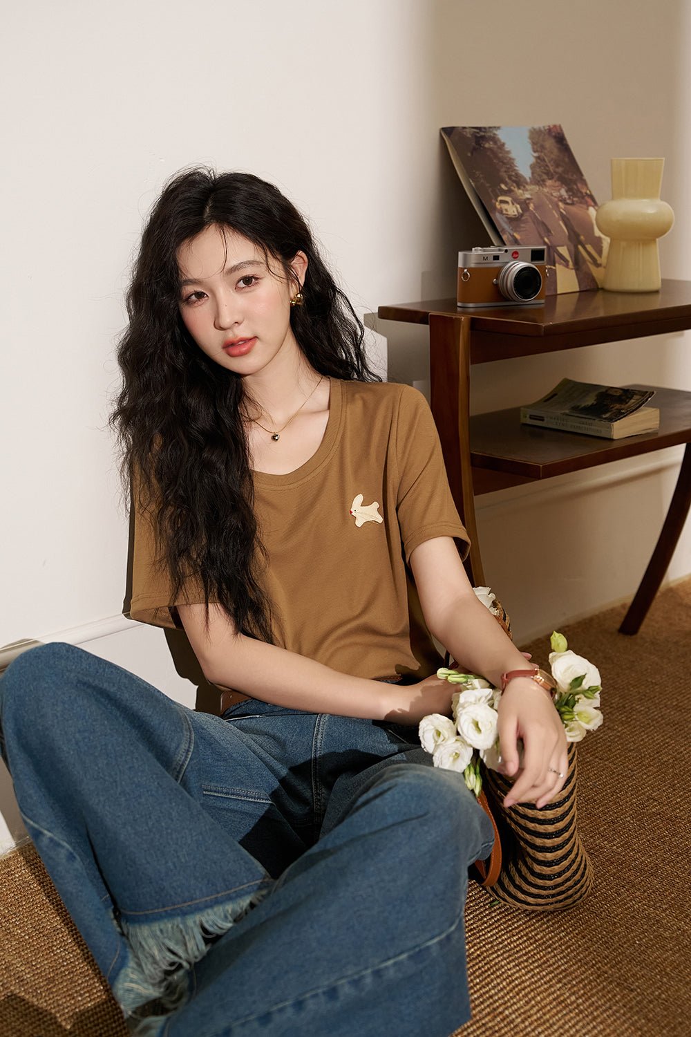 Jeans kaki lebar untuk wanita