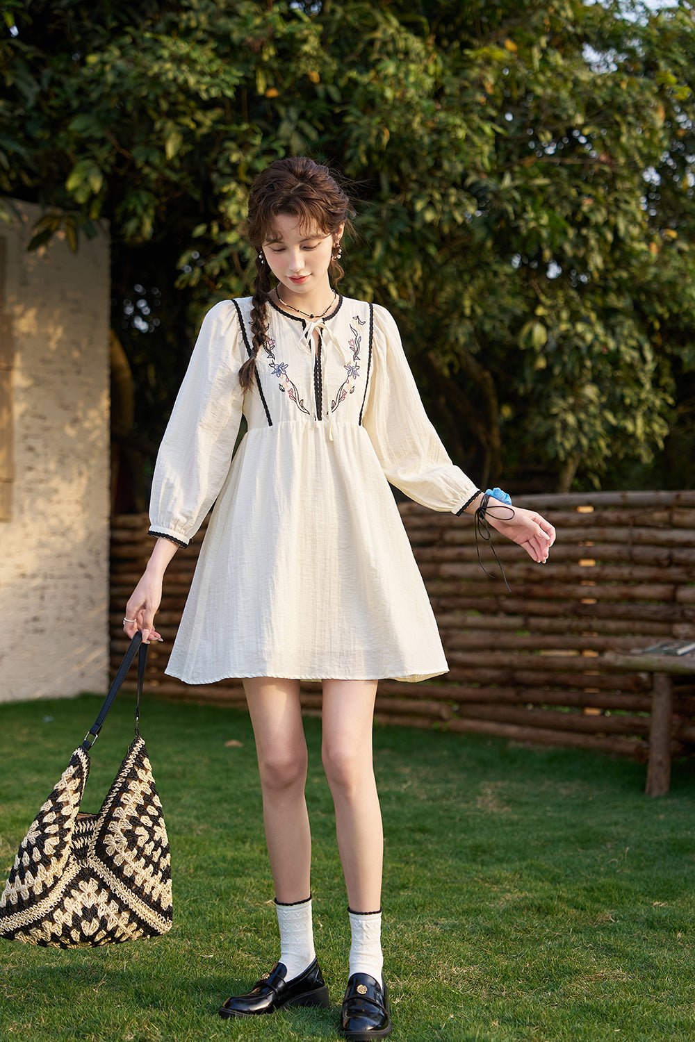 Gaun Midi Solid untuk Wanita