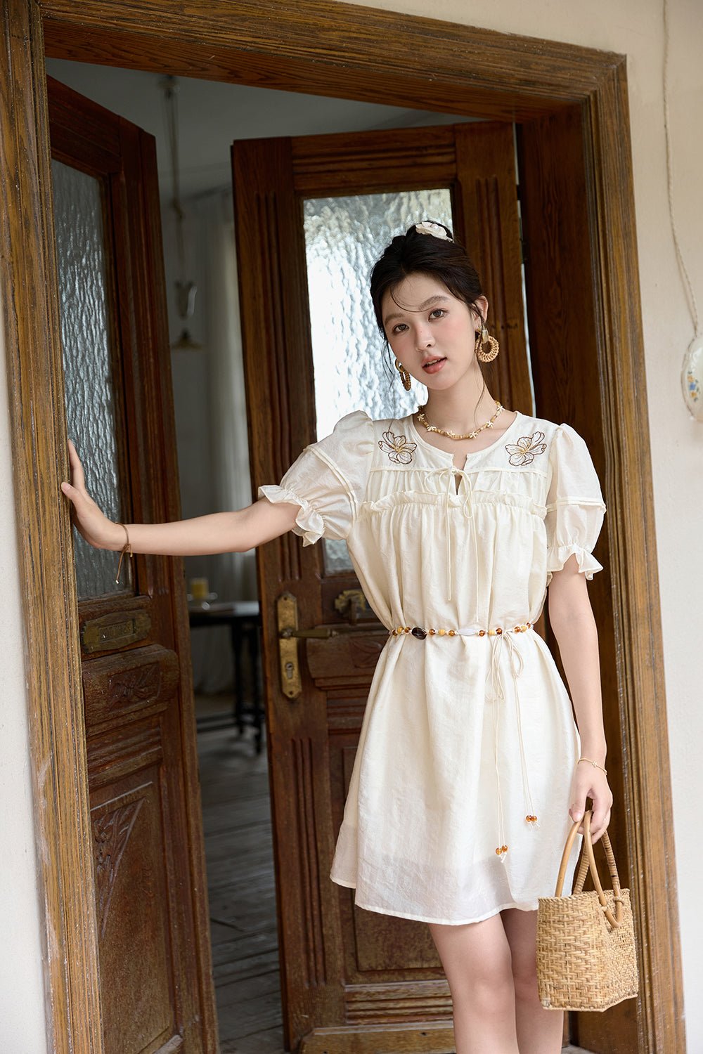 Gaun Midi Solid untuk Wanita