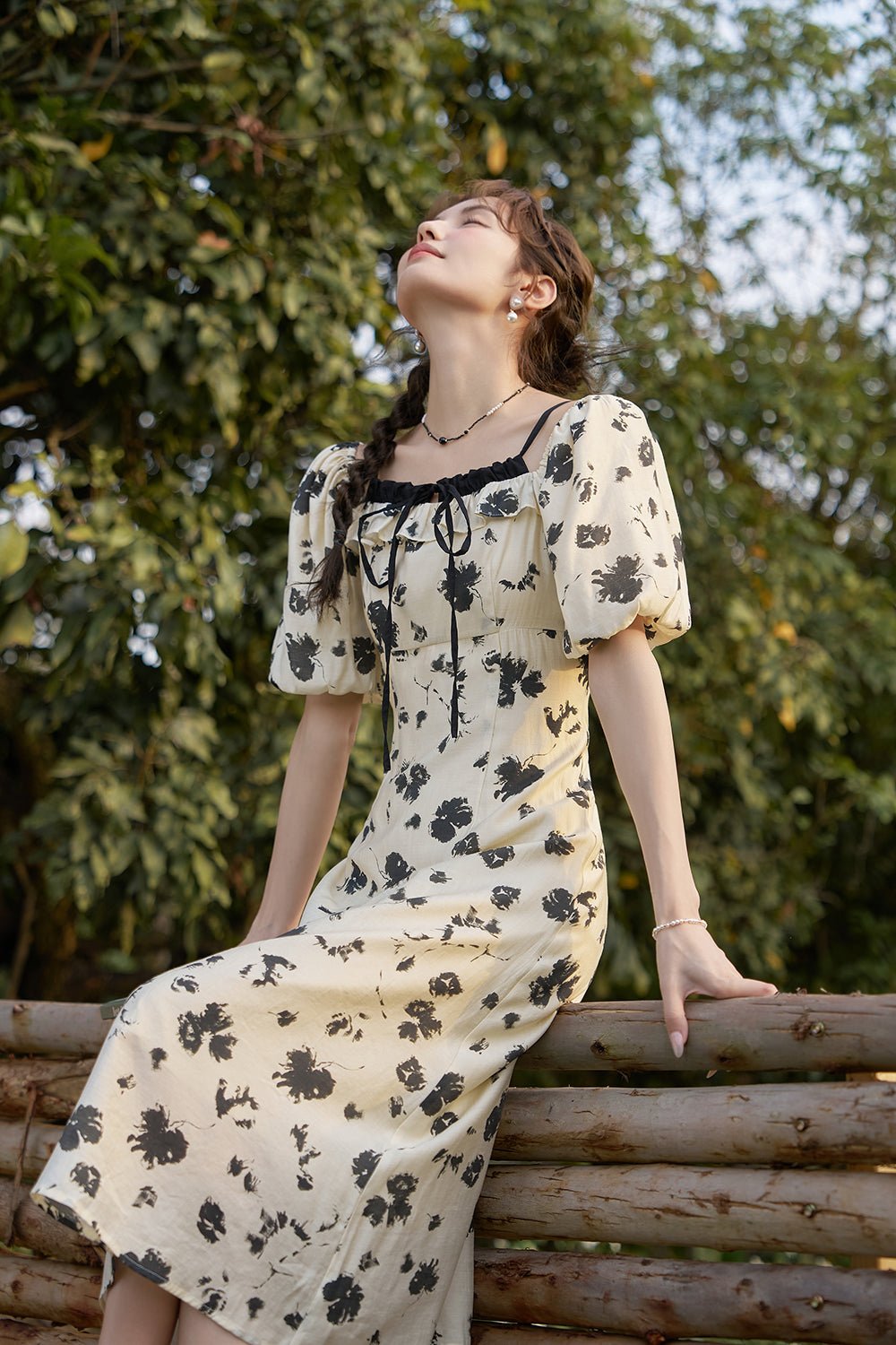Black Floral Maxi Dress for Women - Mishow