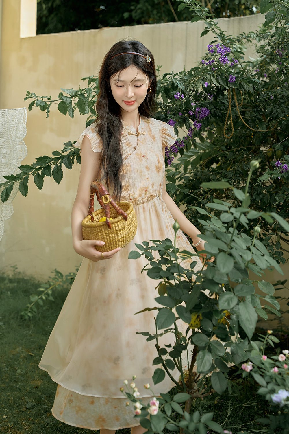 A-line Printing Maxi Dress untuk Wanita