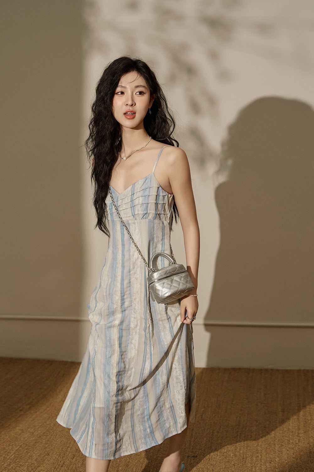Gaun Tali Maxi Spaghetti Bunga Wanita