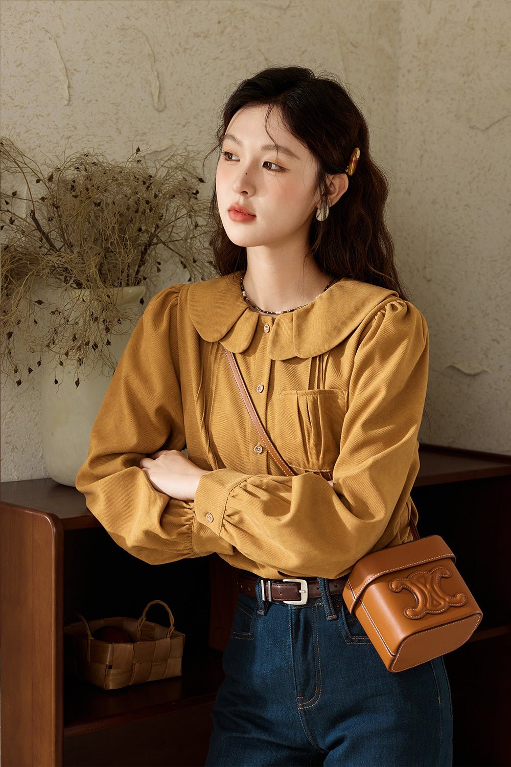여성을위한 긴 소매 셔츠