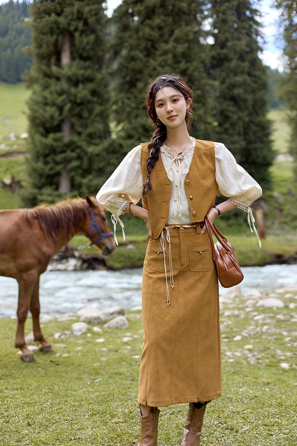 กระโปรงยาวทรงเอสำหรับผู้หญิง