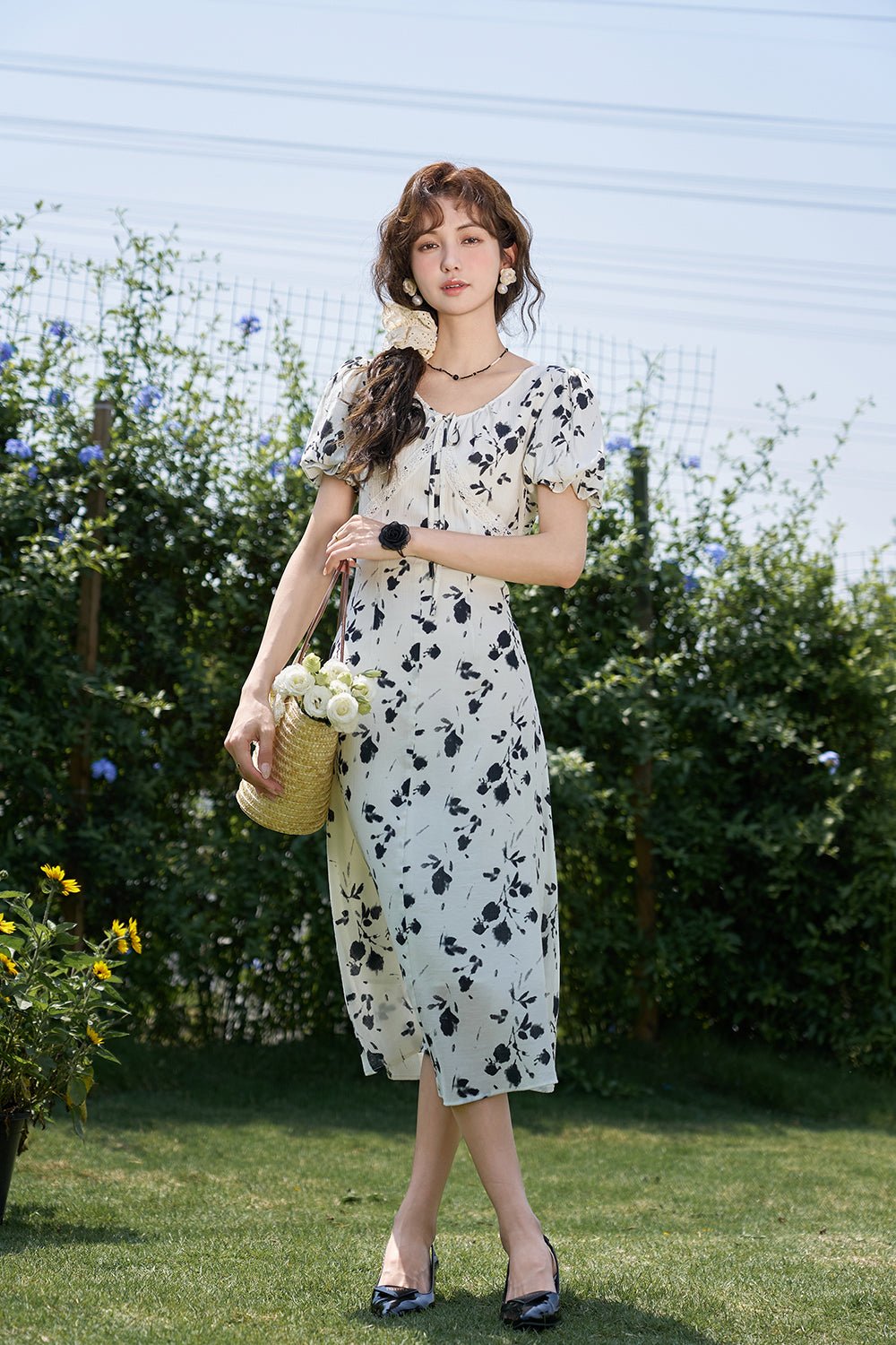Black Floral Dress for Women - Mishow