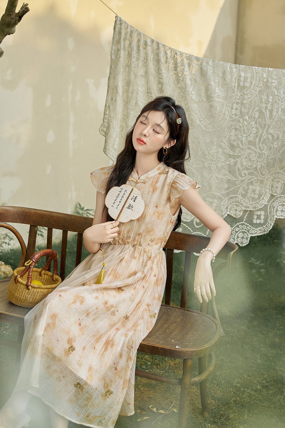 A-line Printing Maxi Dress untuk Wanita