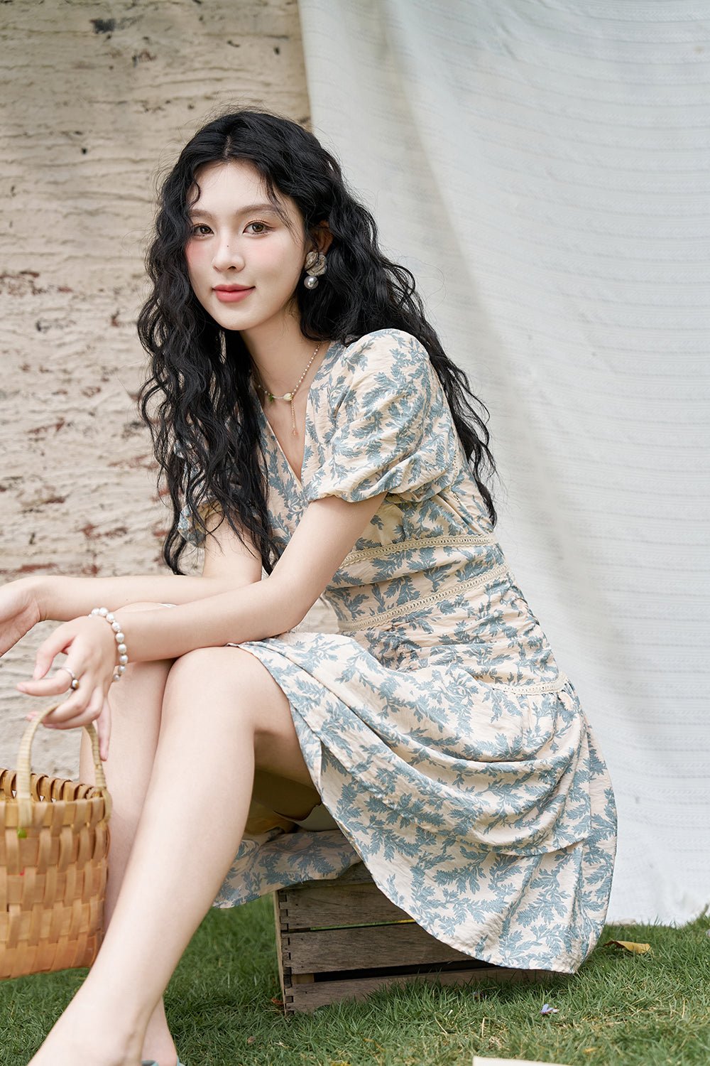 Women's Floral Midi Dress - Mishow