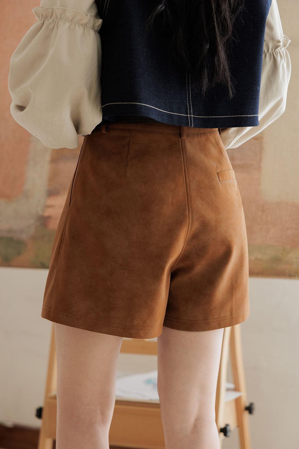 กางเกงขาสั้นเอวสูงสำหรับผู้หญิง