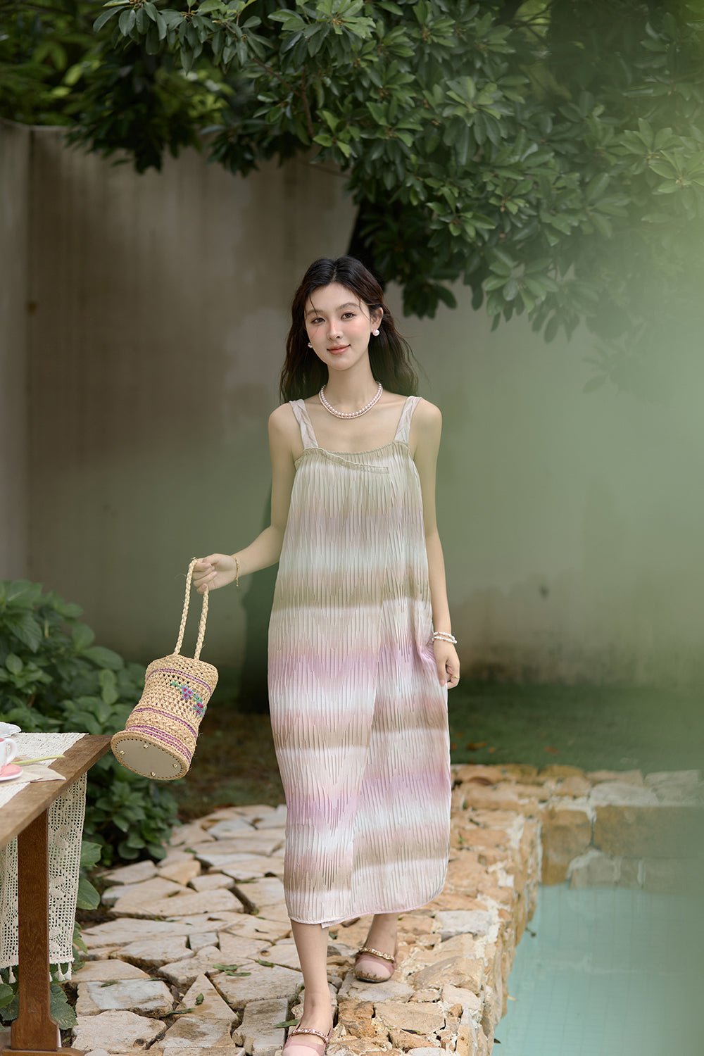 Gaun Tali Spaghetti Maxi untuk Wanita