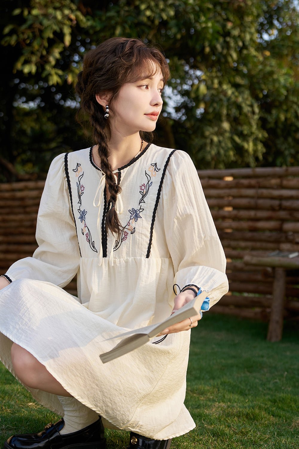 Gaun Midi Solid untuk Wanita