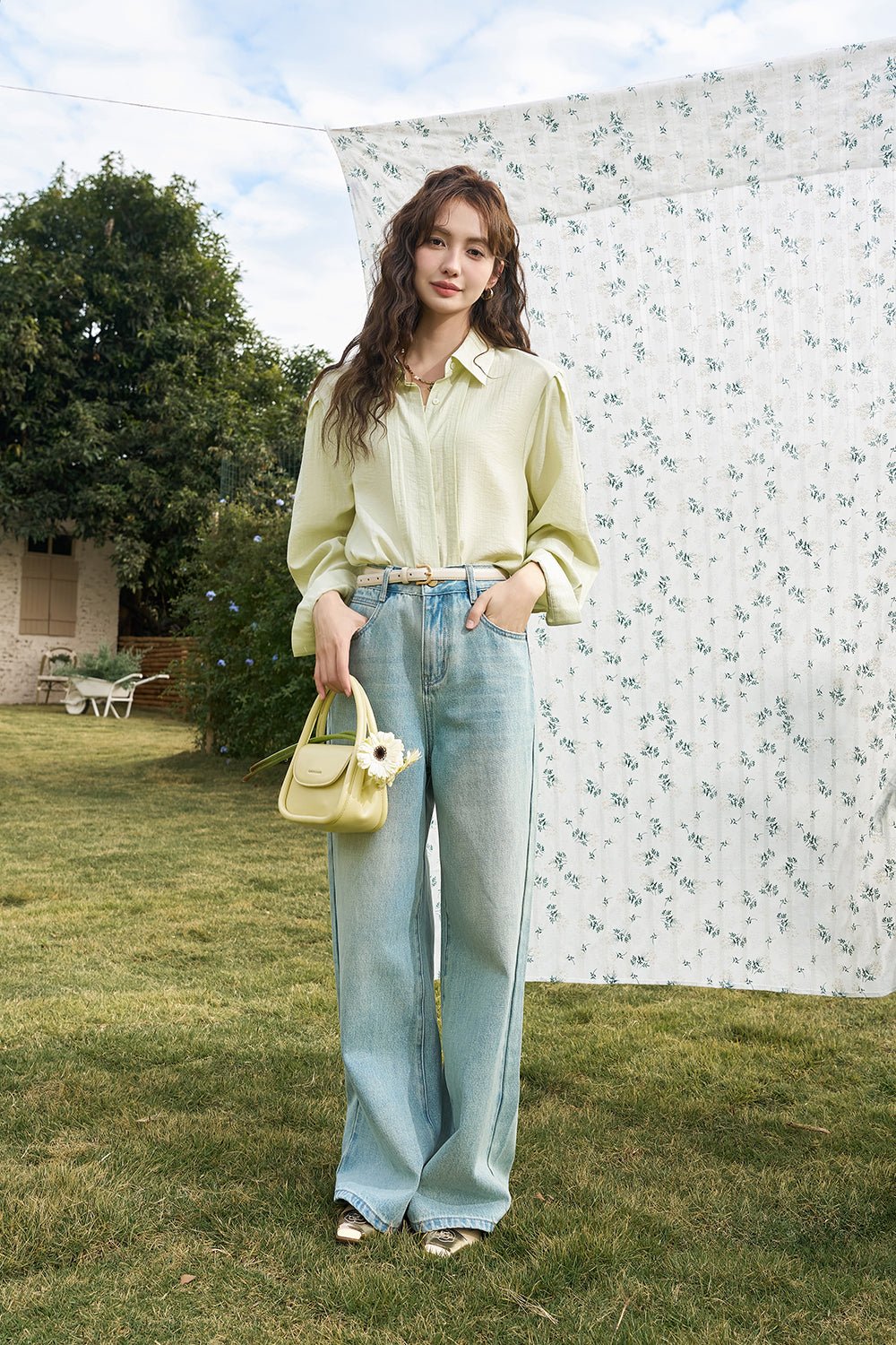 여성용 와이드 레그 청바지