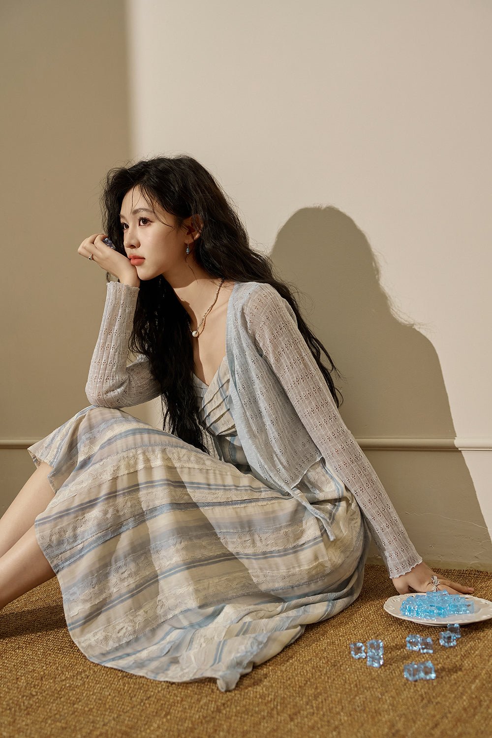 Gaun Tali Maxi Spaghetti Bunga Wanita