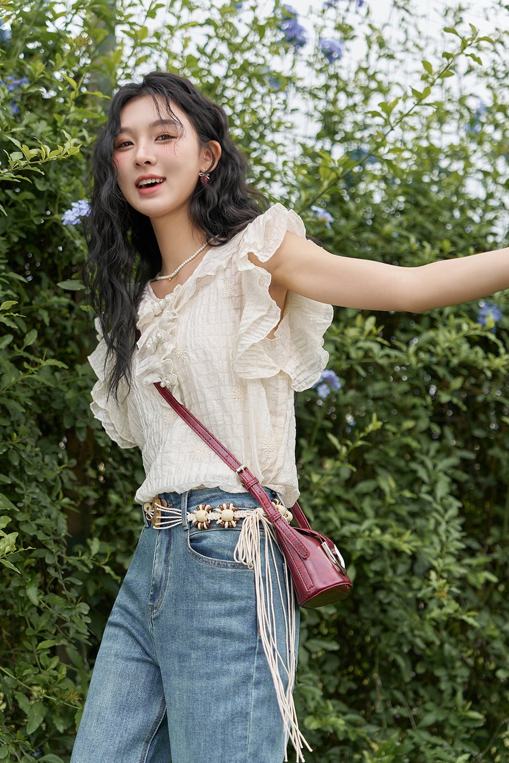 Women's Butterfly Sleeve Blouse - Mishow