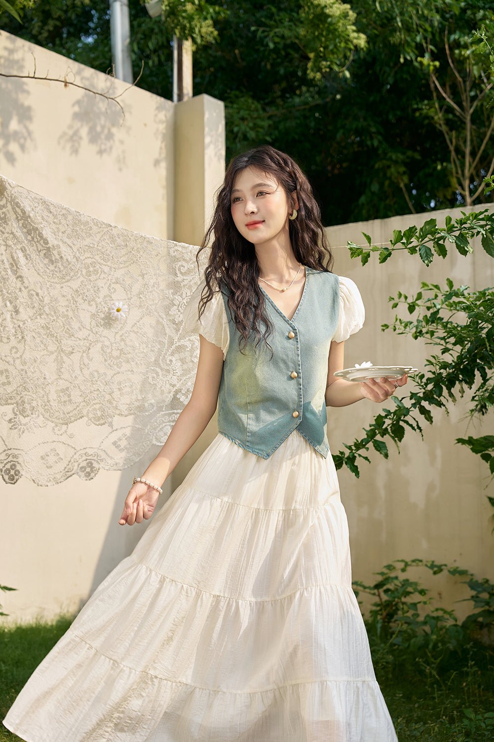 Set Blus dan Rok Denim Wanita Dijual Terpisah