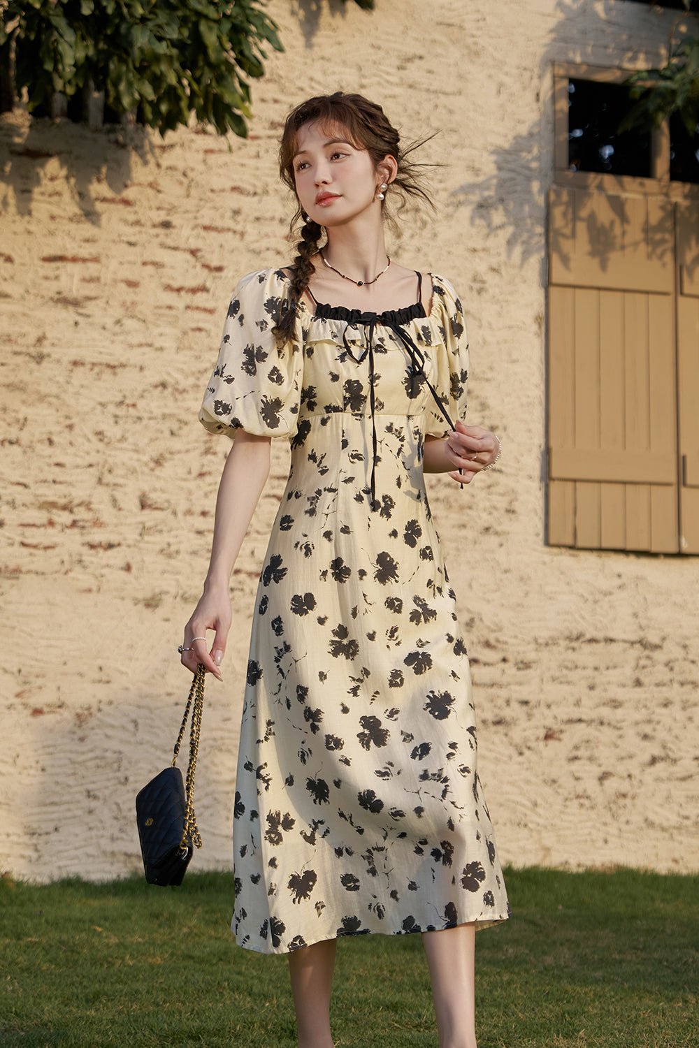 Black Floral Maxi Dress for Women - Mishow