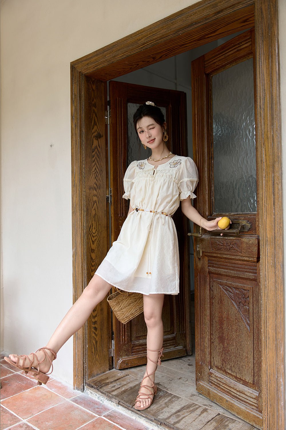 Gaun Midi Solid untuk Wanita