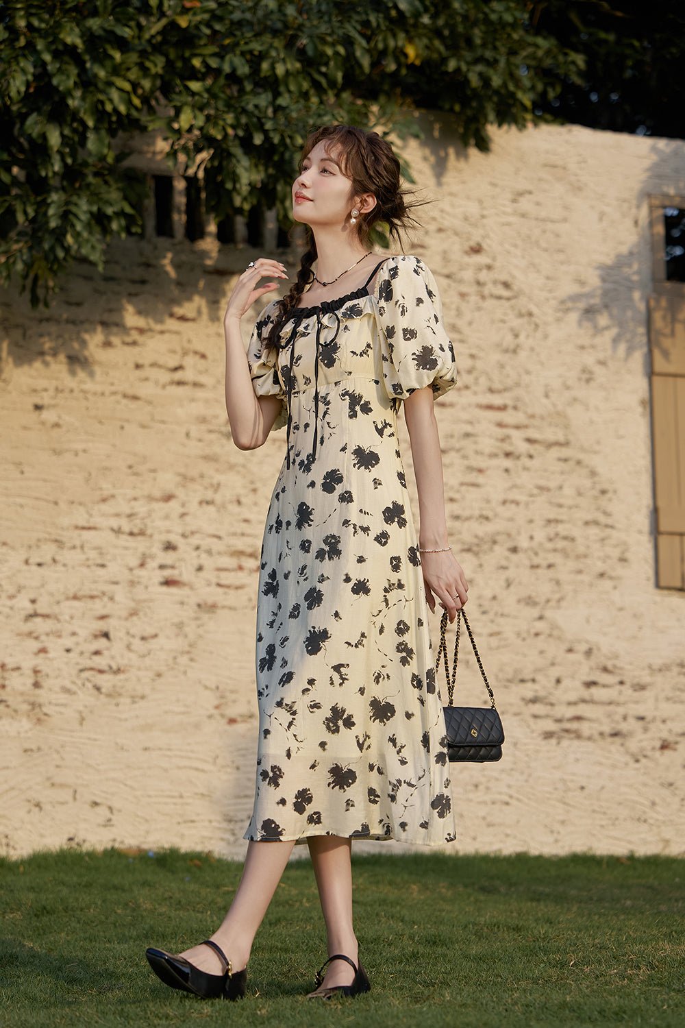 Black Floral Maxi Dress for Women - Mishow