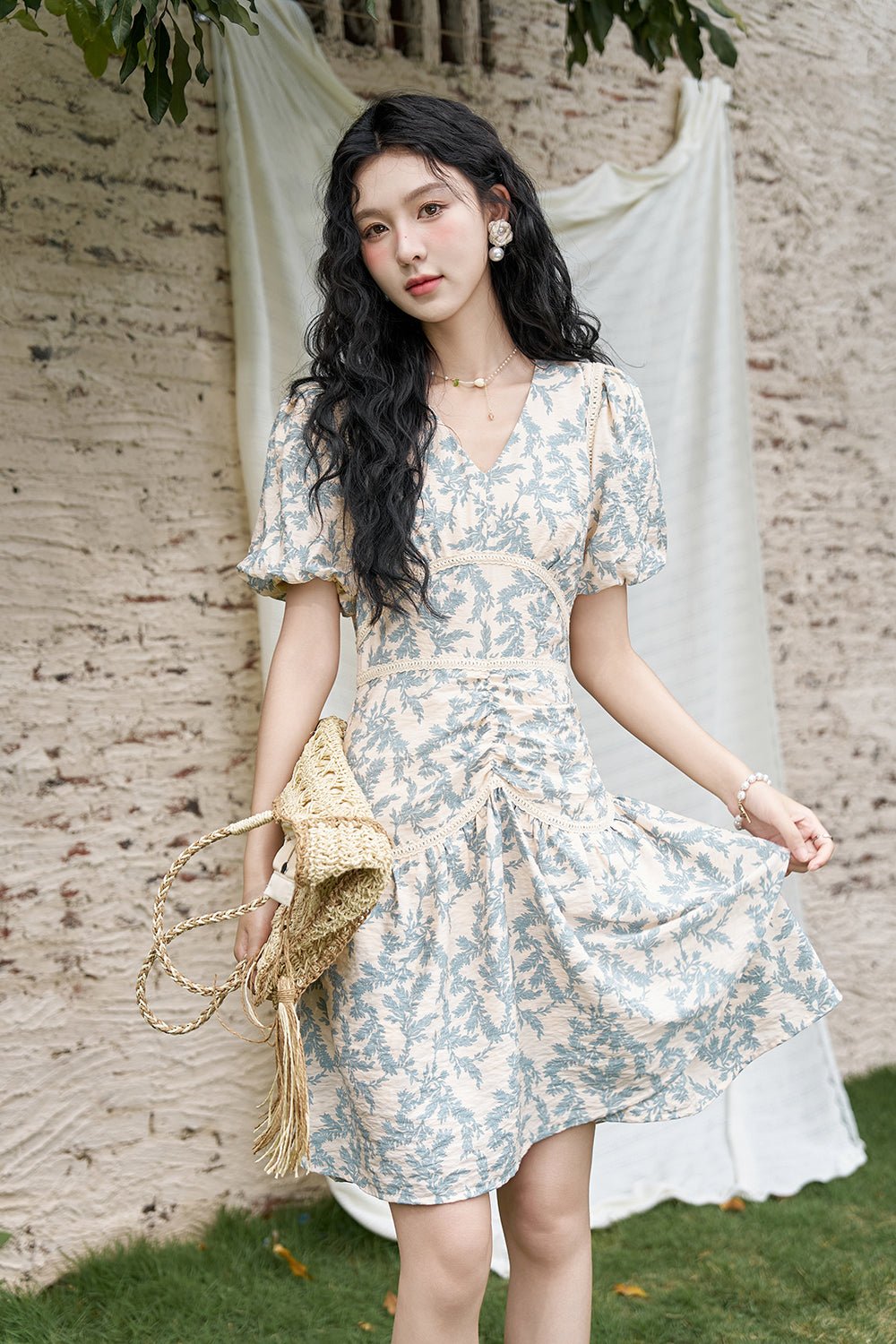 Women's Floral Midi Dress - Mishow