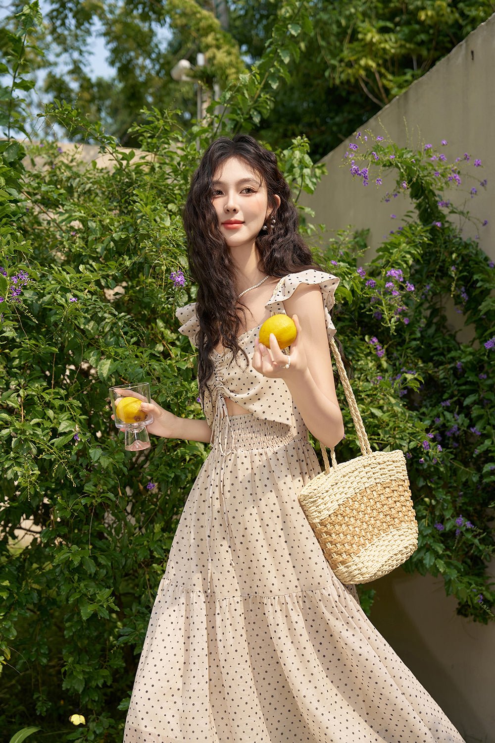 Gaun Polka Dot Tanpa Lengan